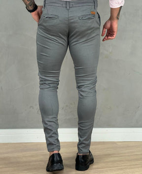 Calça Alfaiataria Cinza Masculina Slim