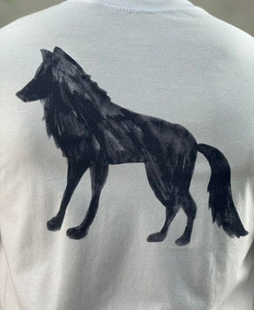 Camiseta Branco Casual Masculina Lobo Costas