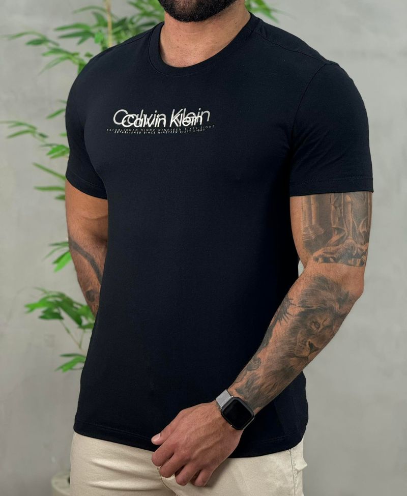 Camiseta Preta Masculina Solld Liquid - CK