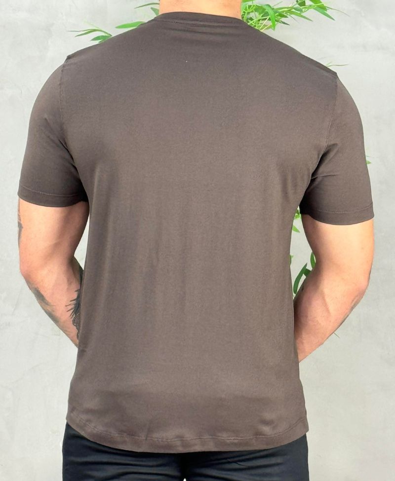 Camiseta Marrom Masculina Malha Regular