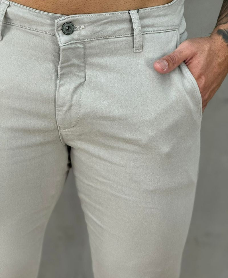 Calça Alfaiataria Areia Masculina Skinny Acetinado