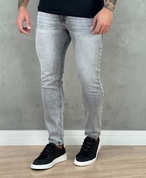 Calça Jeans Cinza Mescla Masculina Skinny Lisa