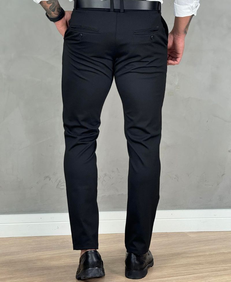 Calça Alfaiataria Preta Masculina Slim