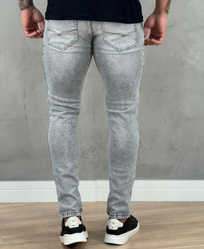 Calça Jeans Cinza Mescla Masculina Skinny Lisa