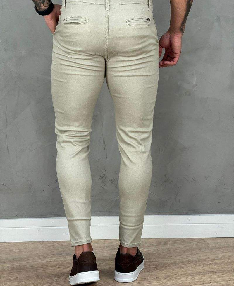 Calça Alfaiataria Bege Masculina Sknny