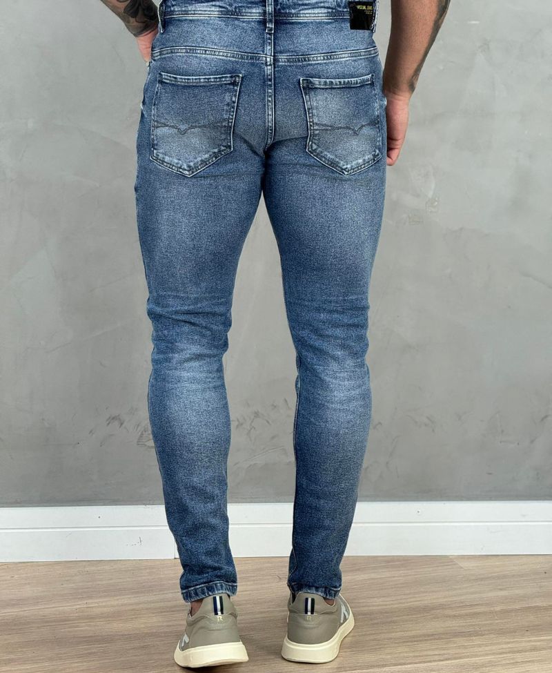 Calça Jeans Estonado Masculina Skinny Lisa