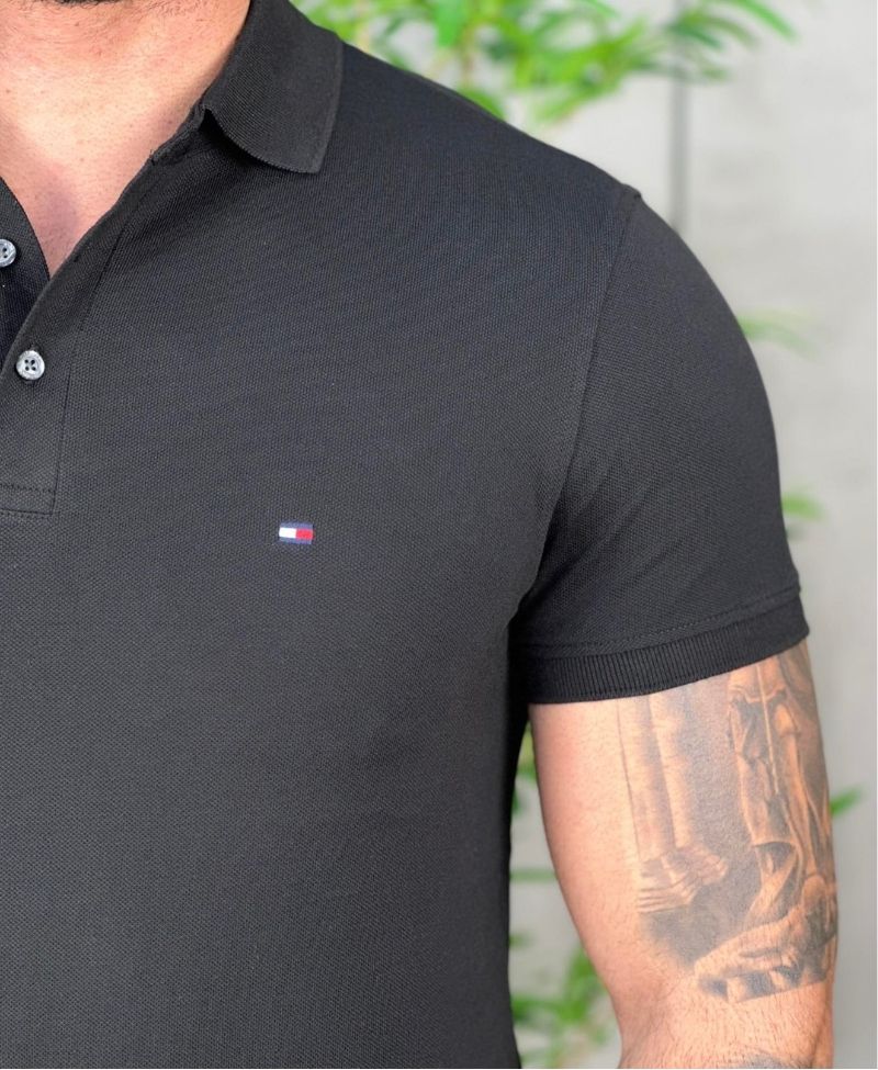 Camiseta Polo Preta Masculina - Tommy