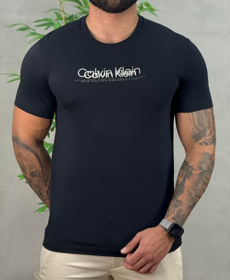 Camiseta Preta Masculina Solld Liquid - CK