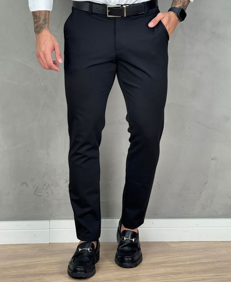 Calça Alfaiataria Preta Masculina Slim