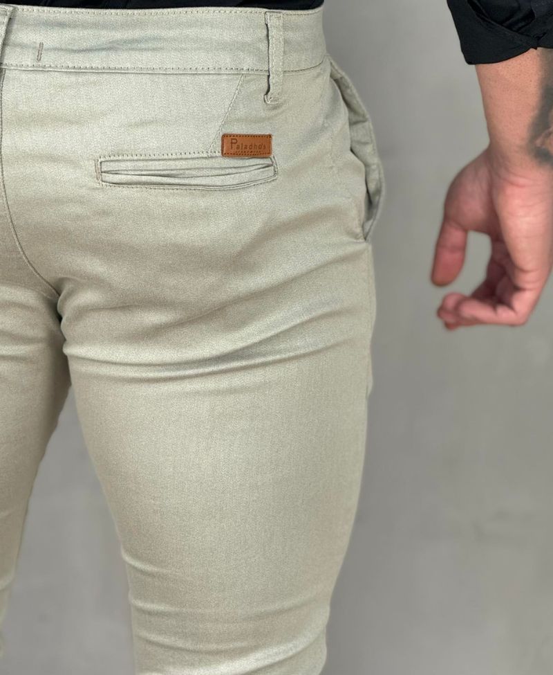 Calça Alfaiataria Bege Masculina Super Skinny