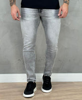 Calça Jeans Cinza Mescla Masculina Skinny Lisa