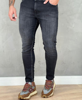 Calça Jeans Preto Estonado Masculina Skinny Lisa