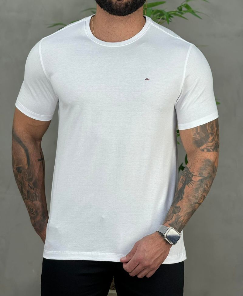 Camiseta Branca Masculina Malha Regular