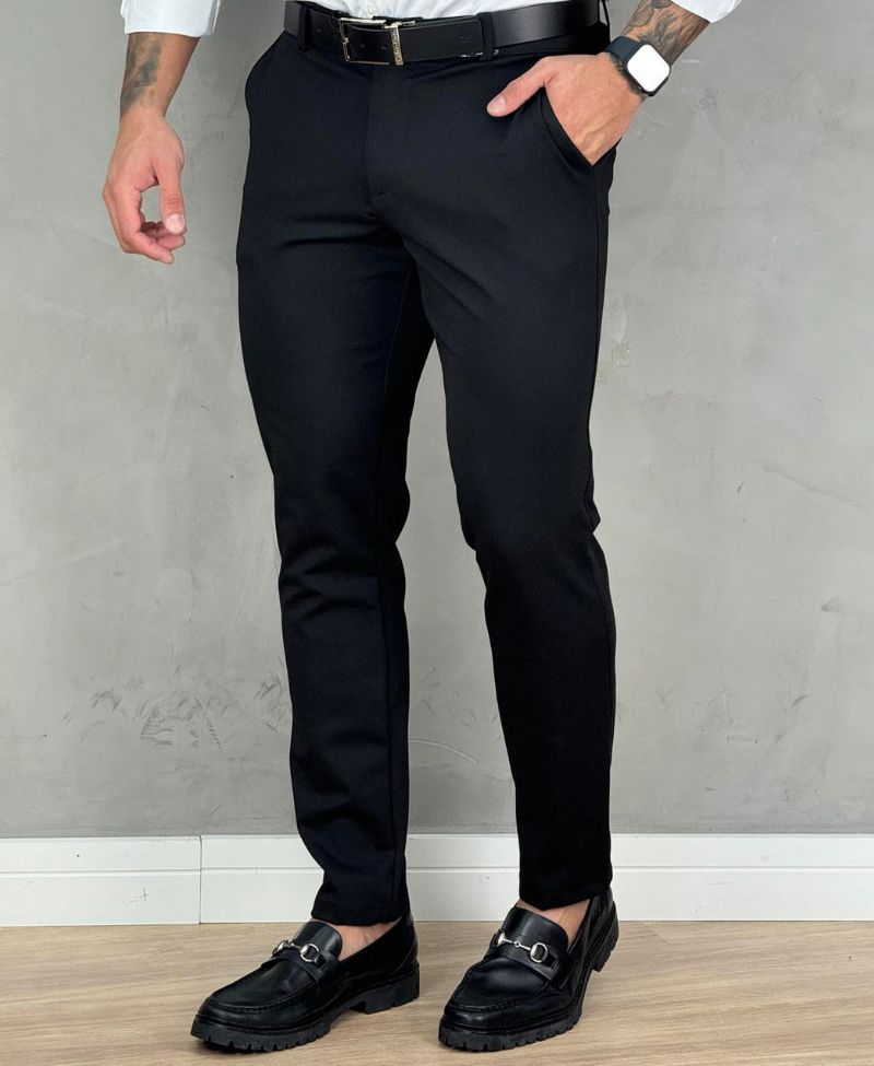 Calça Alfaiataria Preta Masculina Slim