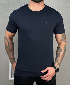 Camiseta Azul Masculina Logo no Peito - Tommy